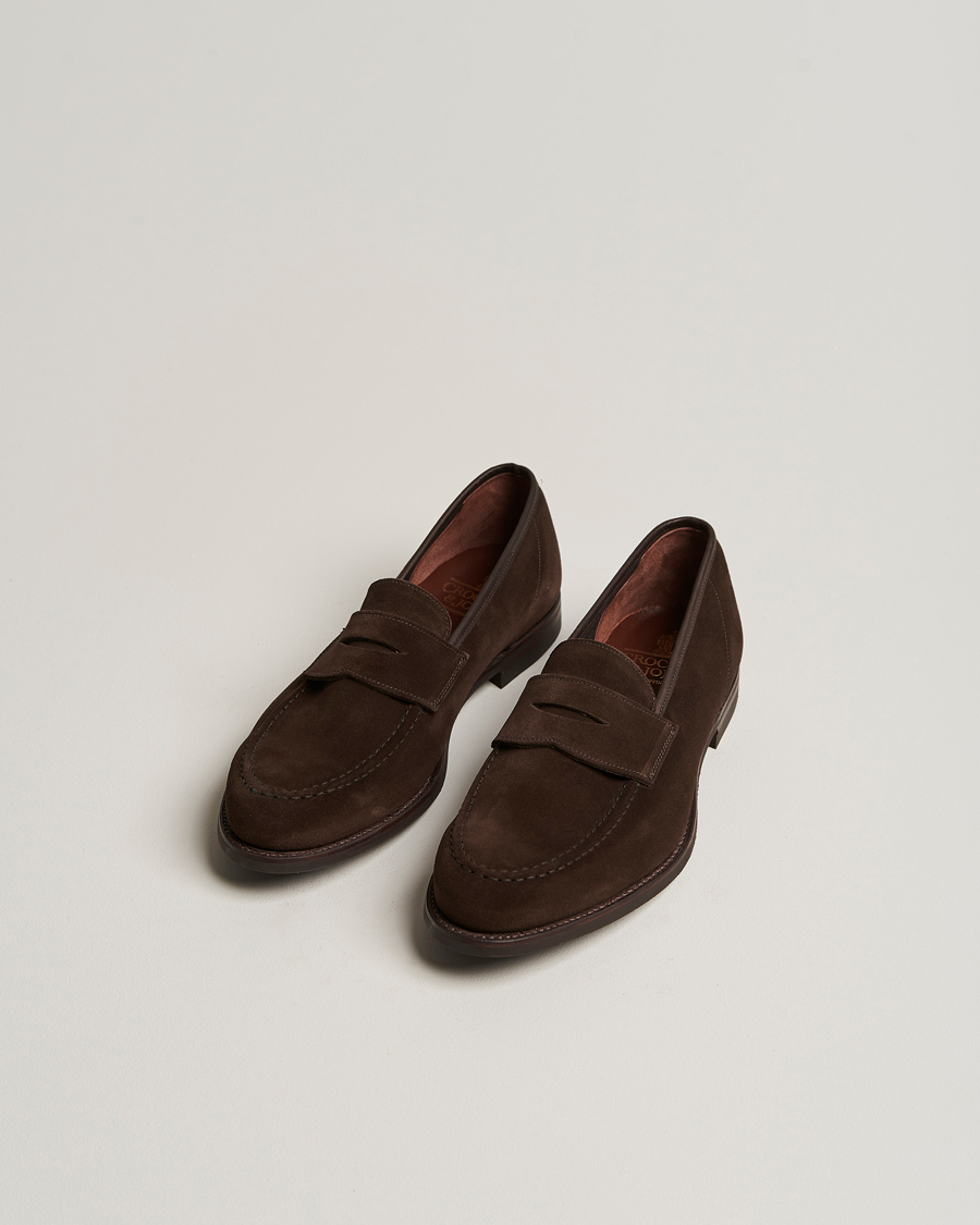 Men | Handmade Shoes | Crockett & Jones | Harvard City Sole Dark Brown Suede