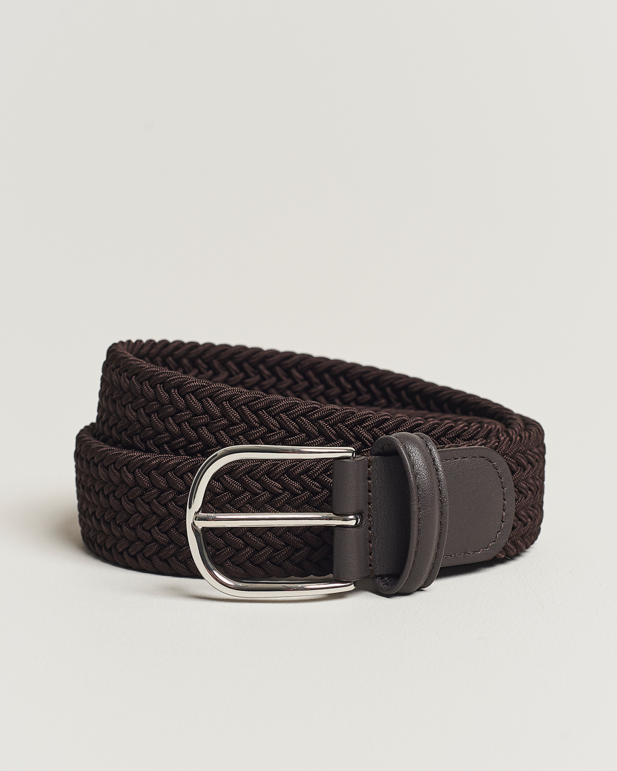 Men | Woven Belts | Anderson's | Stretch Woven 3,5 cm Belt Brown