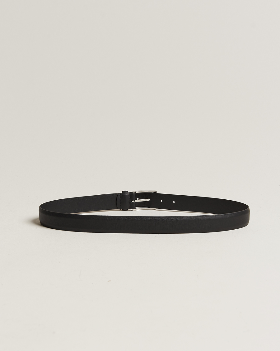 Men | Leather Belts | Anderson's | Double Nappa Calf 3 cm Belt Black