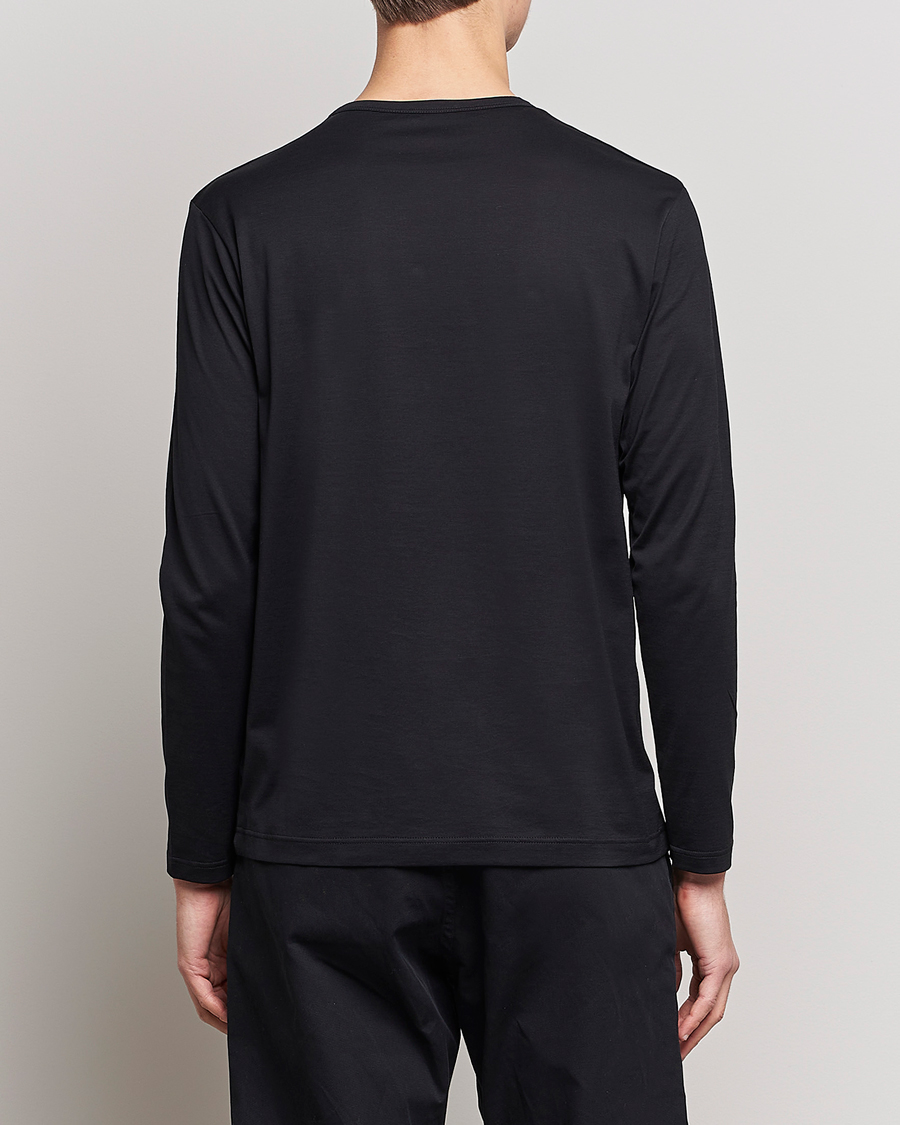 Men | T-Shirts | Sunspel | Long Sleeve Crew Neck Cotton Tee Black