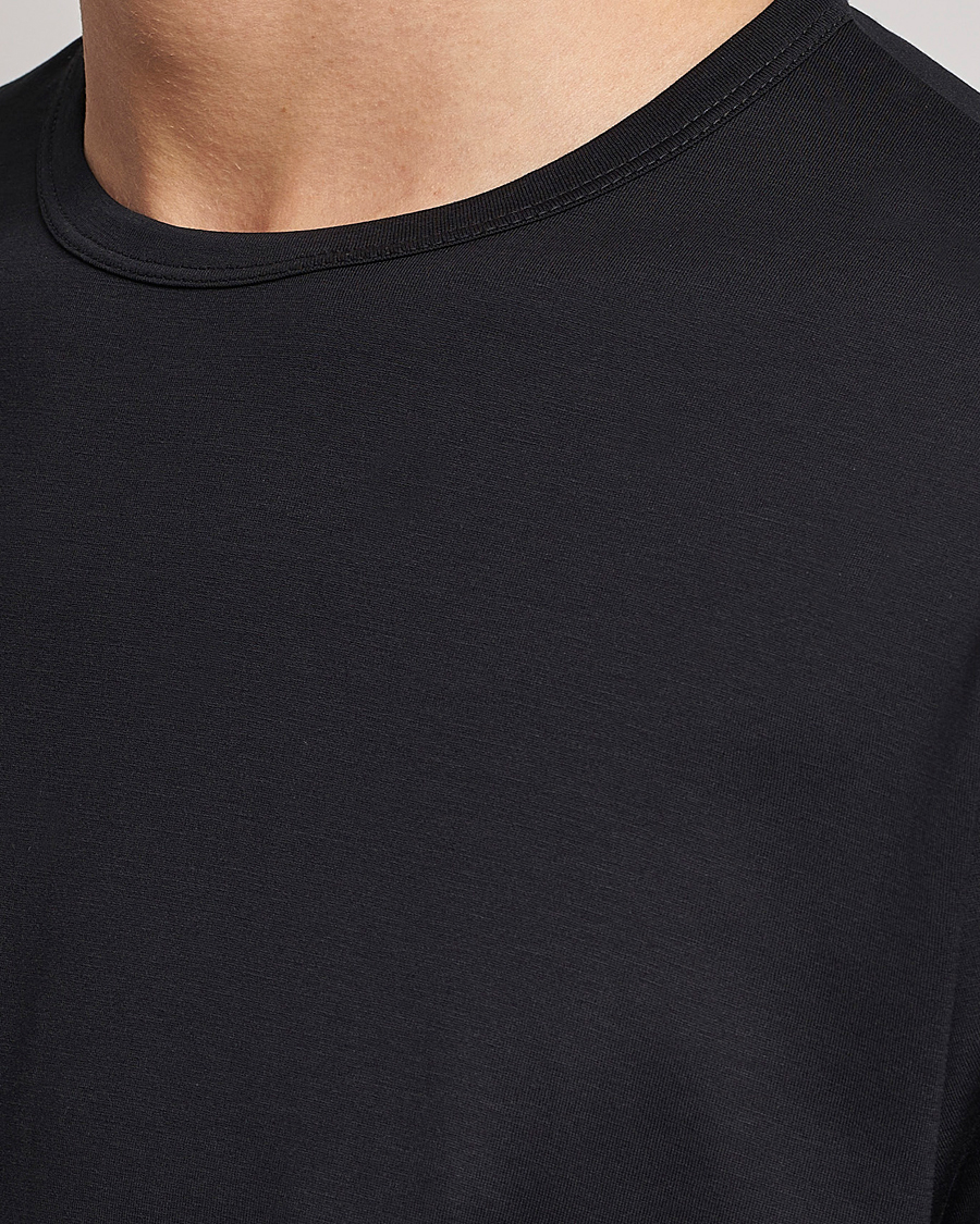 Men | T-Shirts | Sunspel | Long Sleeve Crew Neck Cotton Tee Black