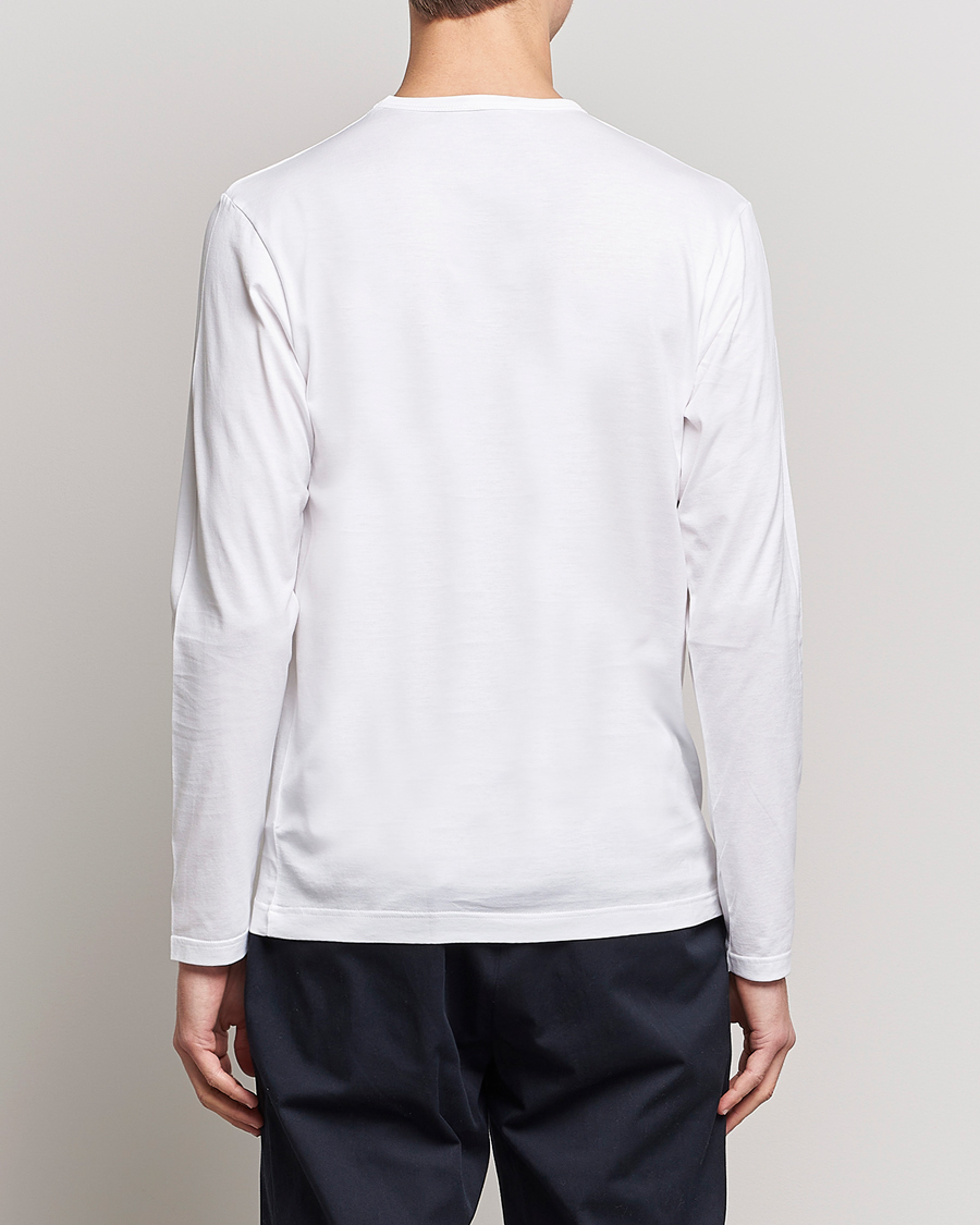 Men | T-Shirts | Sunspel | Long Sleeve Crew Neck Cotton Tee White