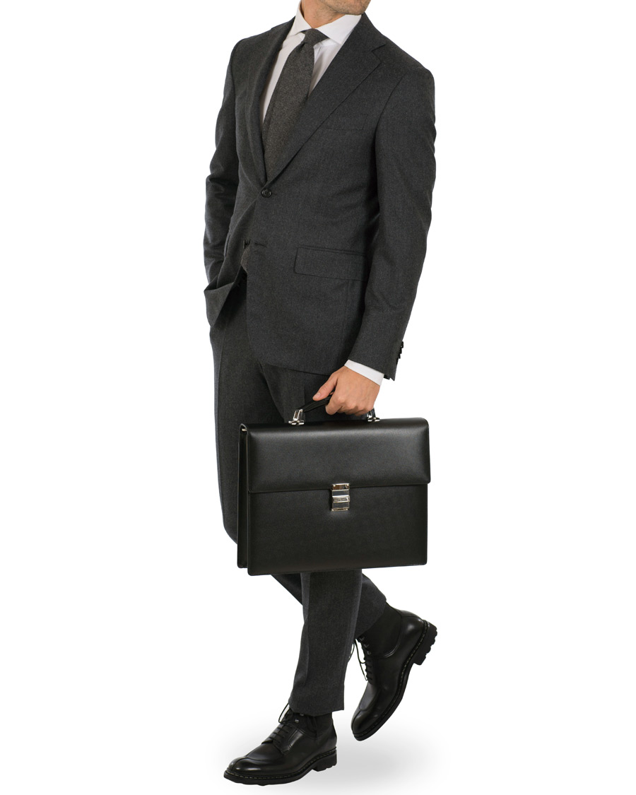 Men | Montblanc Meisterstück Single Gusset Leather Briefcase Black | Montblanc | Meisterstück Single Gusset Leather Briefcase Black