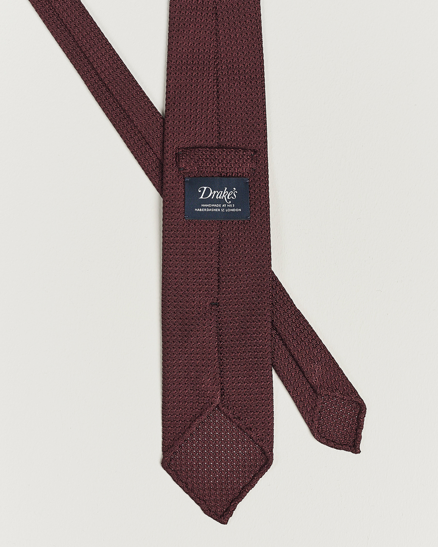 Men | Ties | Drake's | Silk Grenadine Handrolled 8 cm Tie Wine Red