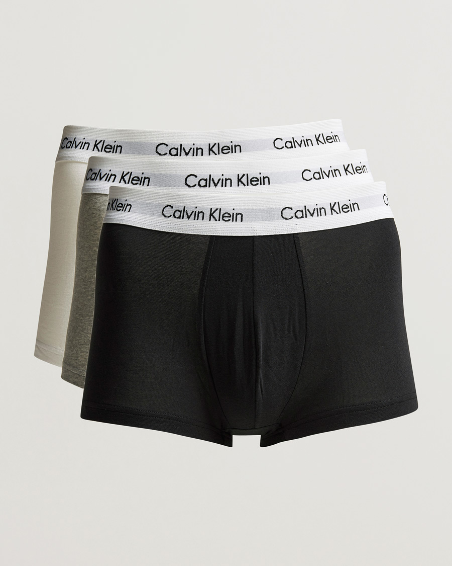 Men | Calvin Klein | Calvin Klein | Cotton Stretch Low Rise Trunk 3-Pack Black/White/Grey