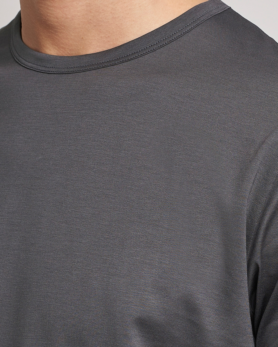Men | T-Shirts | Sunspel | Crew Neck Cotton Tee Charcoal