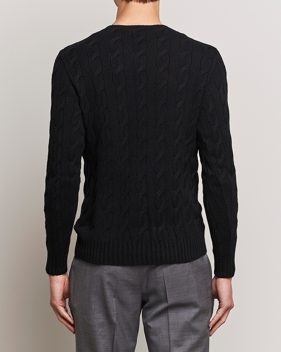 Men | Sweaters & Knitwear | Ralph Lauren Purple Label | Cashmere Cable Crew Neck Sweater Black
