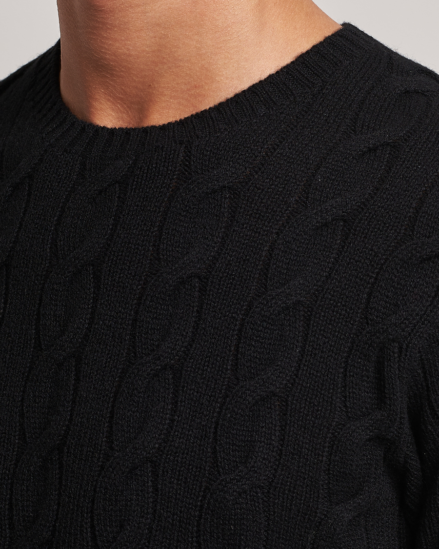 Men | Sweaters & Knitwear | Ralph Lauren Purple Label | Cashmere Cable Crew Neck Sweater Black