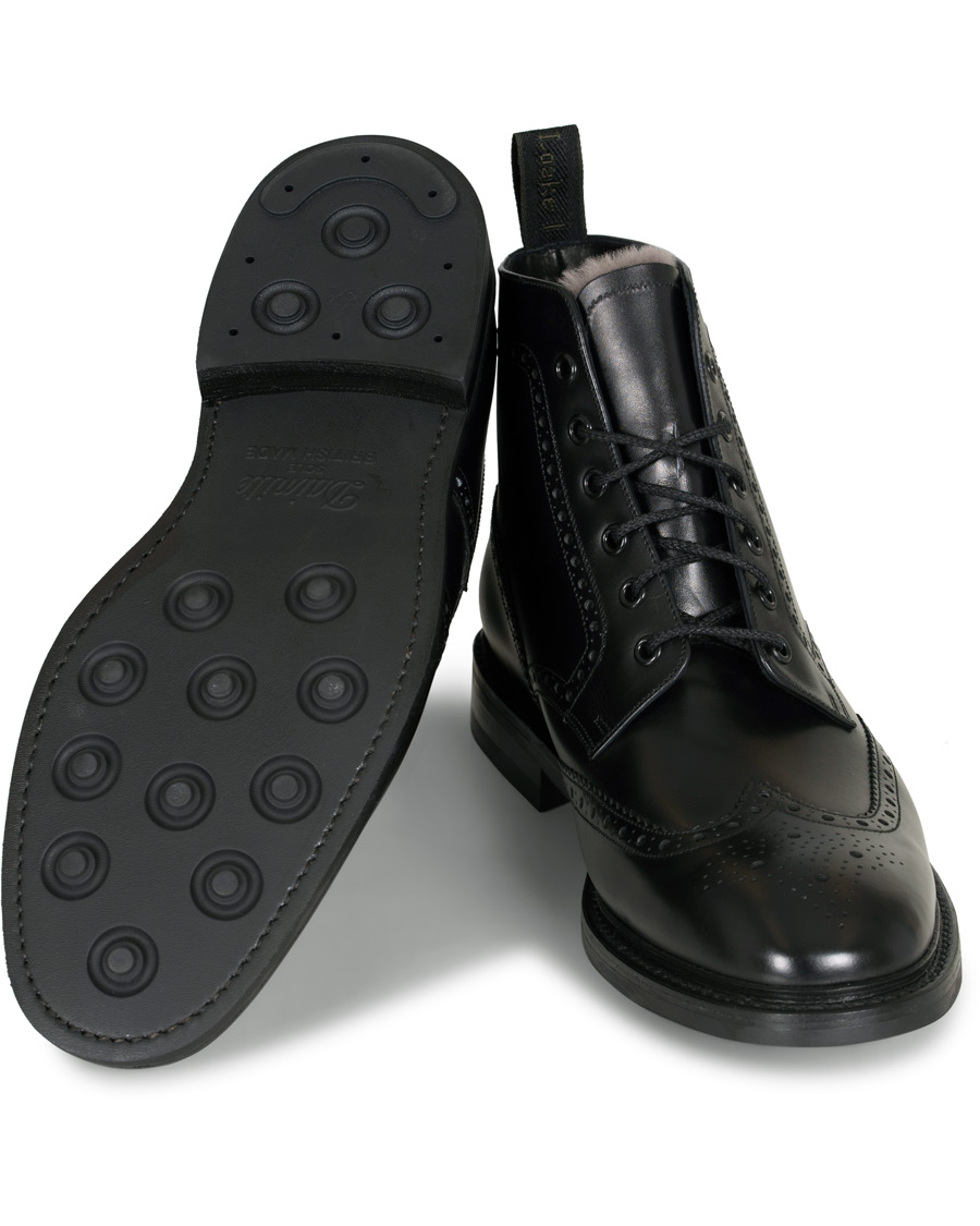 Men | Loake 1880 Wolf Premium Fur Lined Brogue Black Calf | Loake 1880 | Wolf Premium Fur Lined Brogue Black Calf