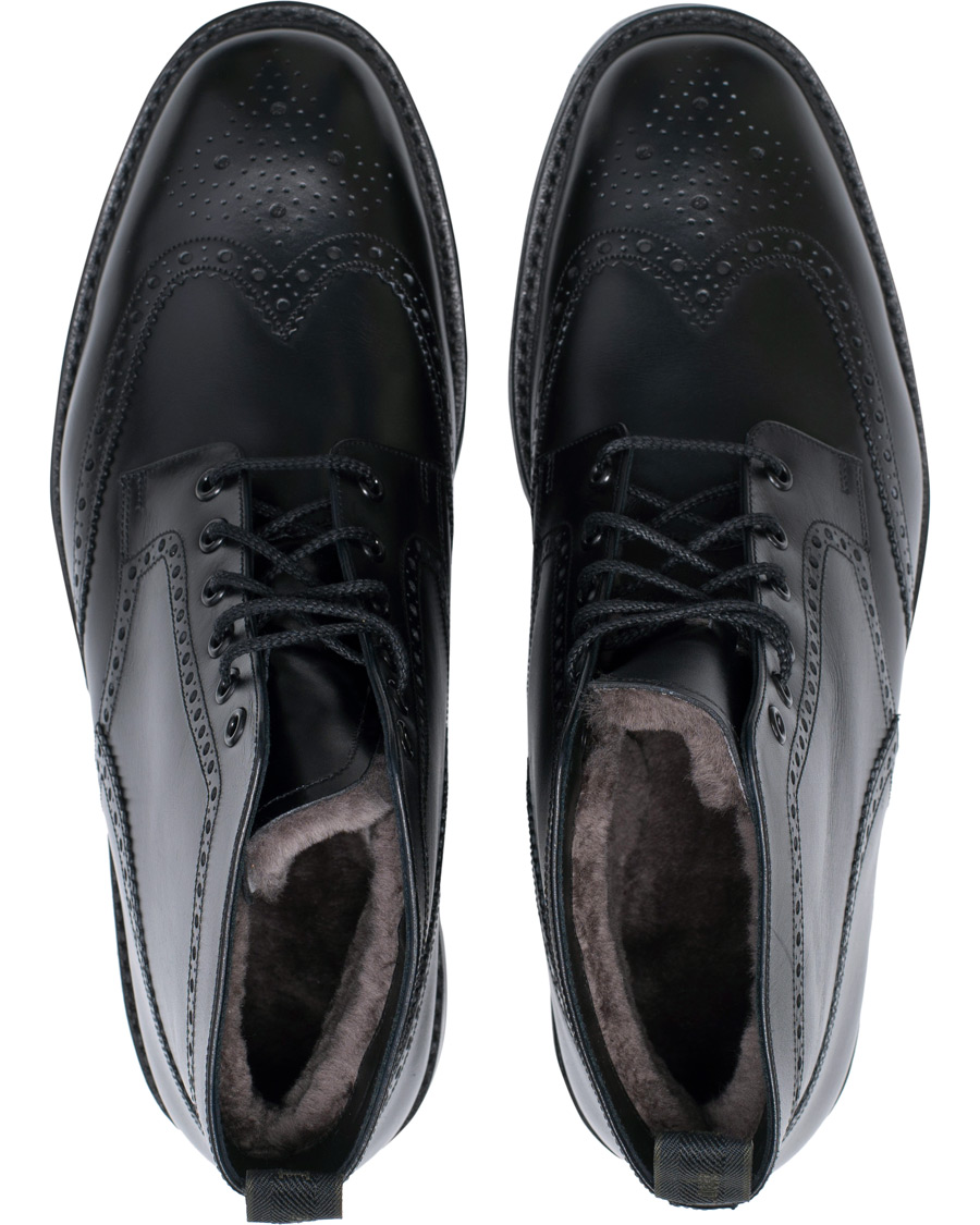 Men | Loake 1880 Wolf Premium Fur Lined Brogue Black Calf | Loake 1880 | Wolf Premium Fur Lined Brogue Black Calf