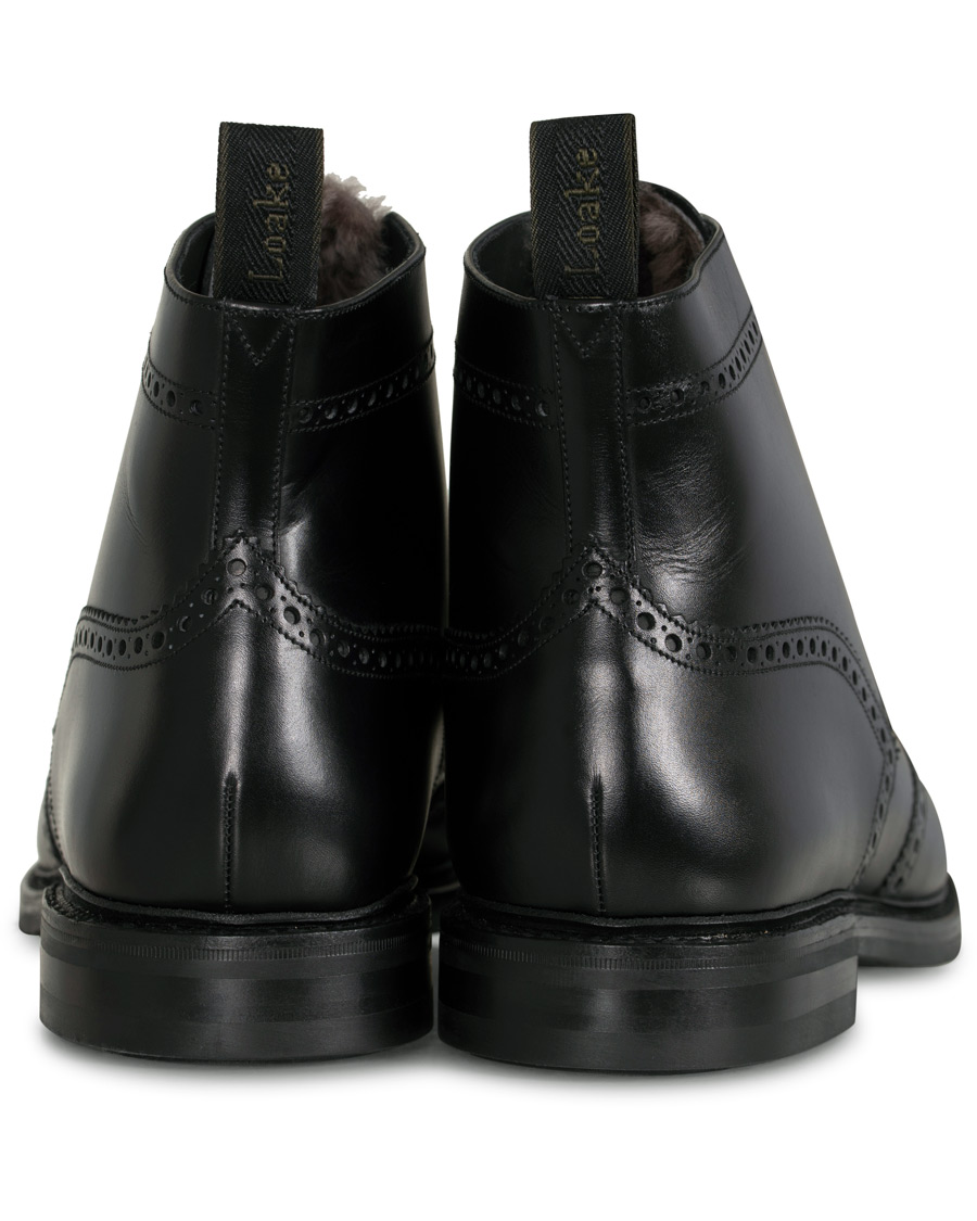 Men | Loake 1880 Wolf Premium Fur Lined Brogue Black Calf | Loake 1880 | Wolf Premium Fur Lined Brogue Black Calf