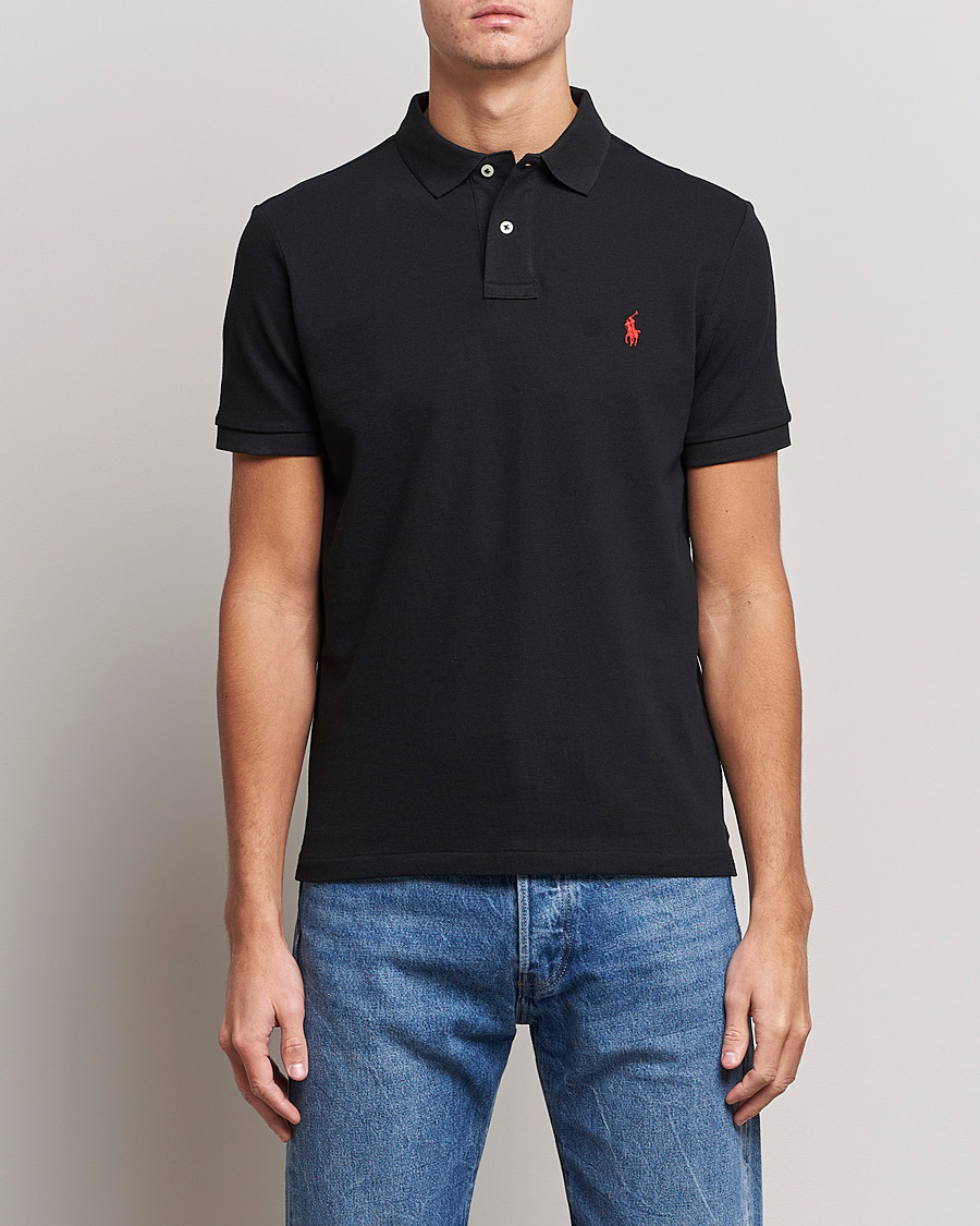 Men | Short Sleeve Polo Shirts | Polo Ralph Lauren | Custom Slim Fit Polo Black