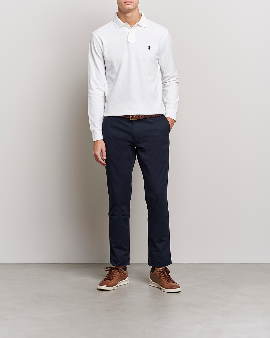 Men | Polo Shirts | Polo Ralph Lauren | Custom Slim Fit Long Sleeve Polo White