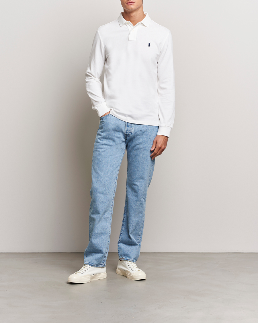 Men | Polo Shirts | Polo Ralph Lauren | Custom Slim Fit Long Sleeve Polo White
