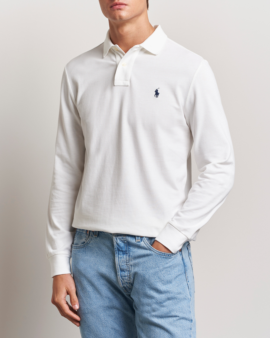 Men | Polo Shirts | Polo Ralph Lauren | Custom Slim Fit Long Sleeve Polo White