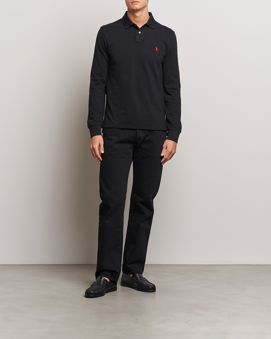 Men | Polo Shirts | Polo Ralph Lauren | Custom Slim Fit Long Sleeve Polo Polo Black
