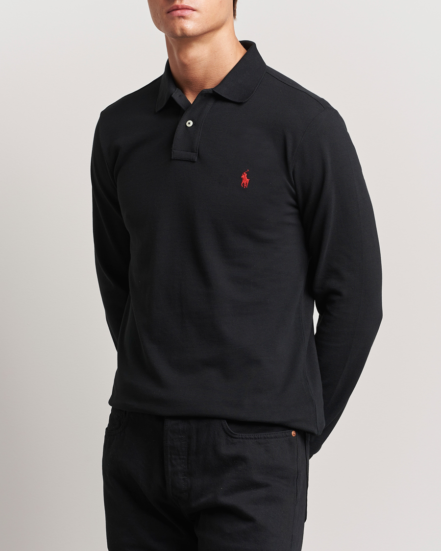 Men | Long Sleeve Polo Shirts | Polo Ralph Lauren | Custom Slim Fit Long Sleeve Polo Polo Black