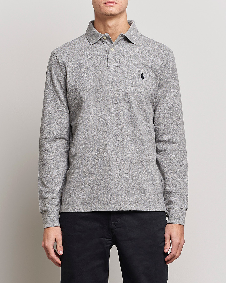 Men | Long Sleeve Polo Shirts | Polo Ralph Lauren | Custom Slim Fit Long Sleeve Polo Canterbury Heather