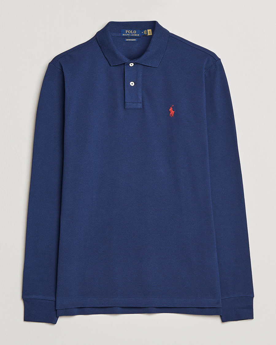 Men | Polo Shirts | Polo Ralph Lauren | Custom Slim Fit Long Sleeve Polo Newport Navy