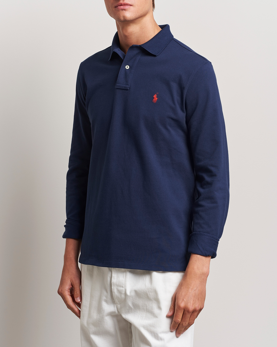 Men | Polo Shirts | Polo Ralph Lauren | Custom Slim Fit Long Sleeve Polo Newport Navy