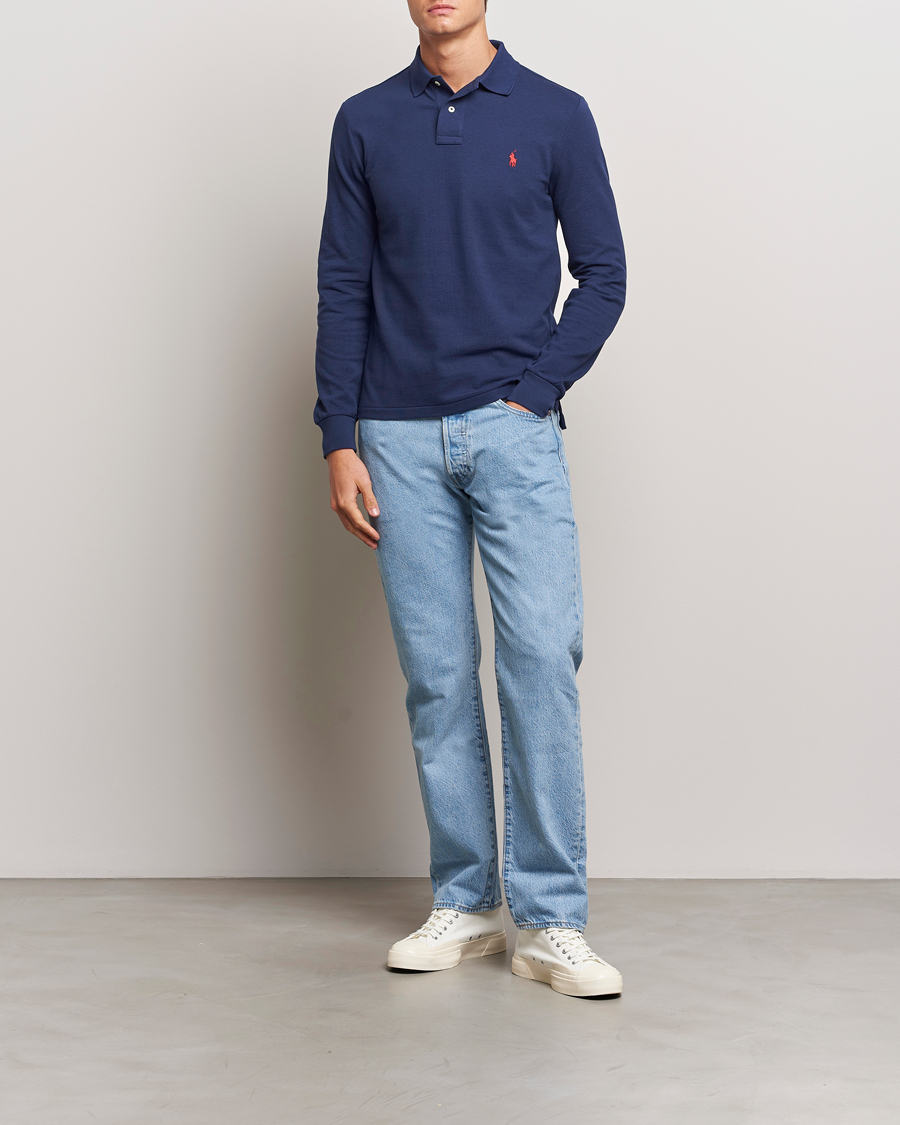 Men | Polo Shirts | Polo Ralph Lauren | Slim Fit Long Sleeve Polo Newport Navy