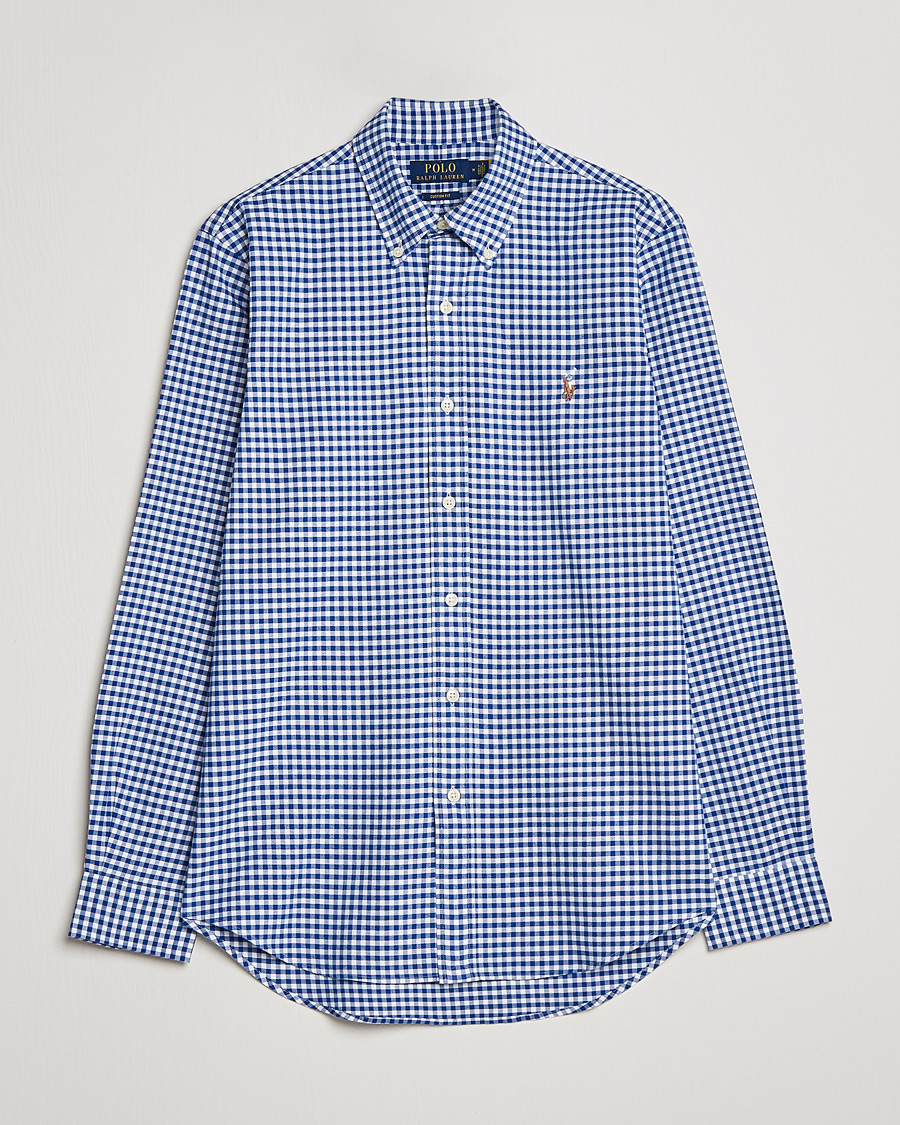 Men | Shirts | Polo Ralph Lauren | Custom Fit Oxford Gingham Shirt Blue/White