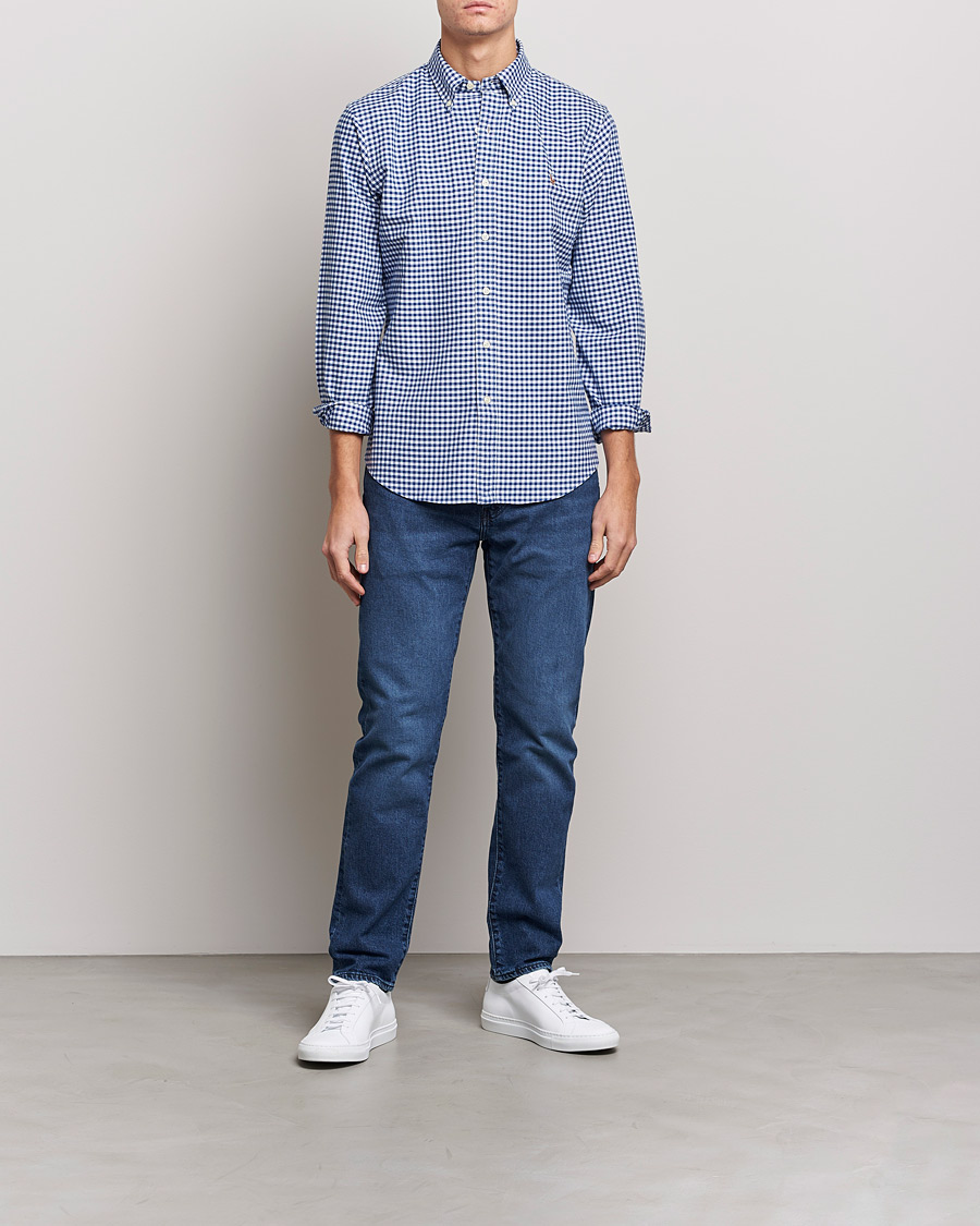 Men |  | Polo Ralph Lauren | Custom Fit Oxford Gingham Shirt Blue/White
