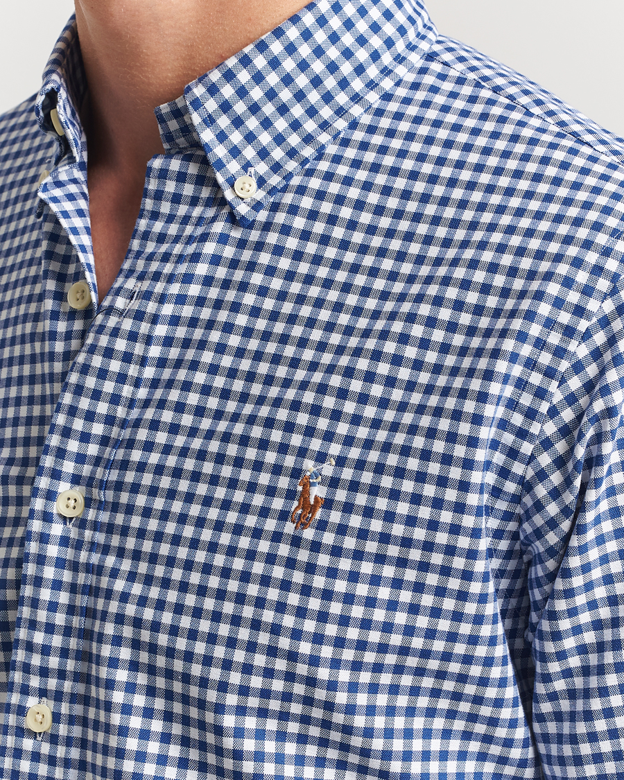 Men | Shirts | Polo Ralph Lauren | Custom Fit Oxford Gingham Shirt Blue/White