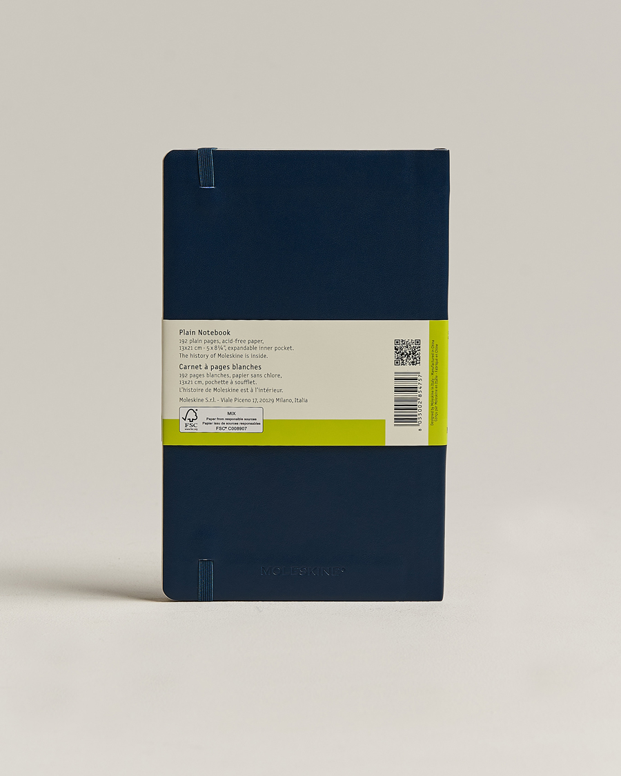 Men |  | Moleskine | Plain Soft Notebook Large Sapphire Blue