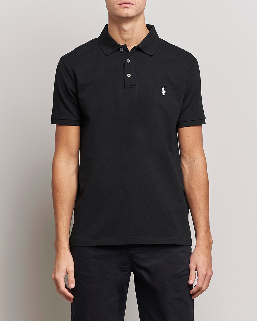 Men | Short Sleeve Polo Shirts | Polo Ralph Lauren | Slim Fit Stretch Polo Black