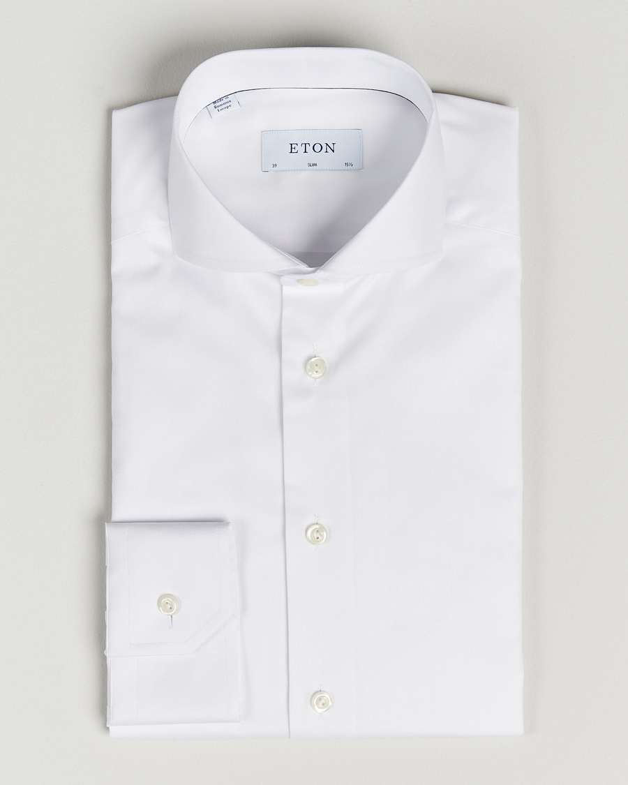 Men | Shirts | Eton | Slim Fit Twill Cut Away Shirt White