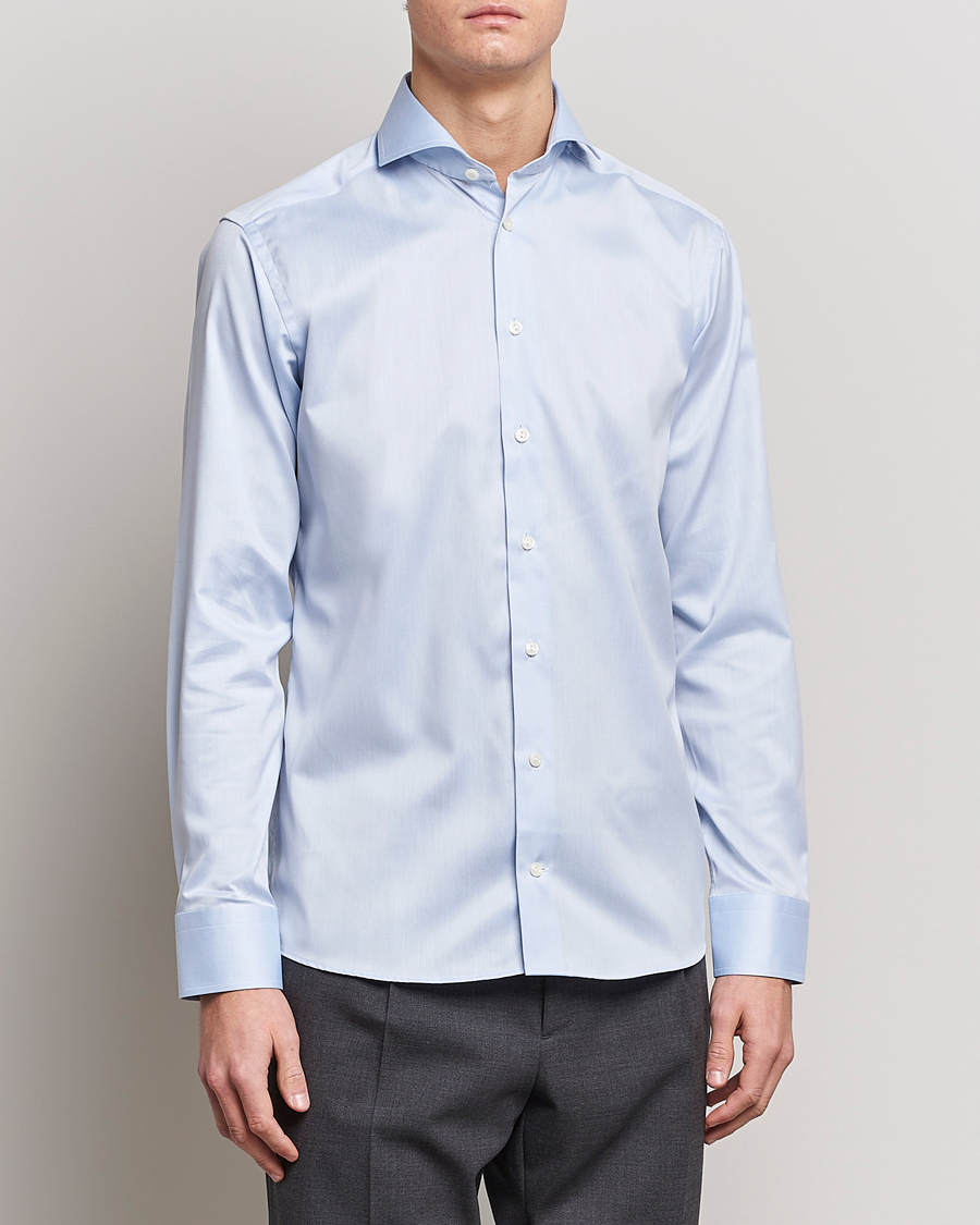 Men | Shirts | Eton | Slim Fit Twill Cut Away Shirt Light Blue