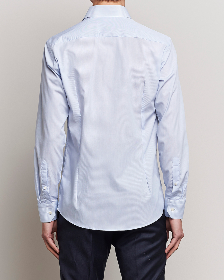 Men | Shirts | Eton | Slim Fit Poplin Thin Stripe Shirt Blue/White