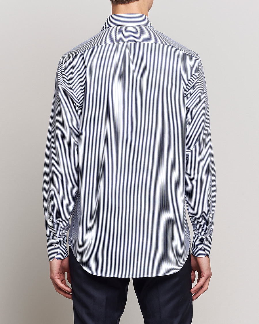 Men | Shirts | Stenströms | Fitted Body Stripe Shirt White/Blue