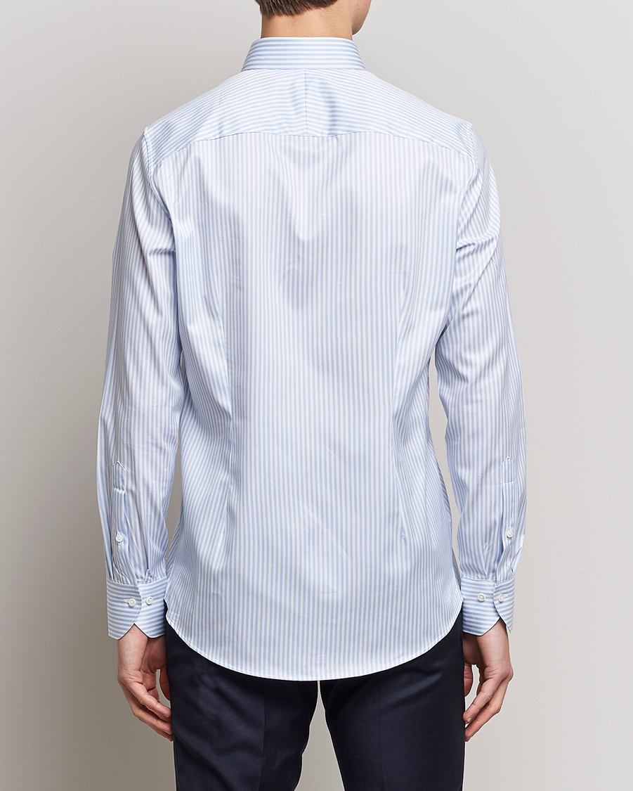 Men | Shirts | Stenströms | 1899 Slimline Button Down Stripe Shirt White/Blue