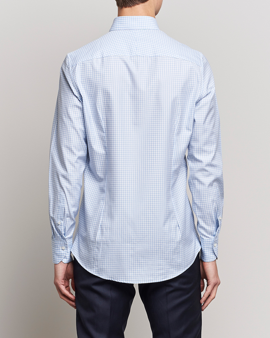 Men | Shirts | Stenströms | 1899 Slimline Button Down Check Shirt White/Blue