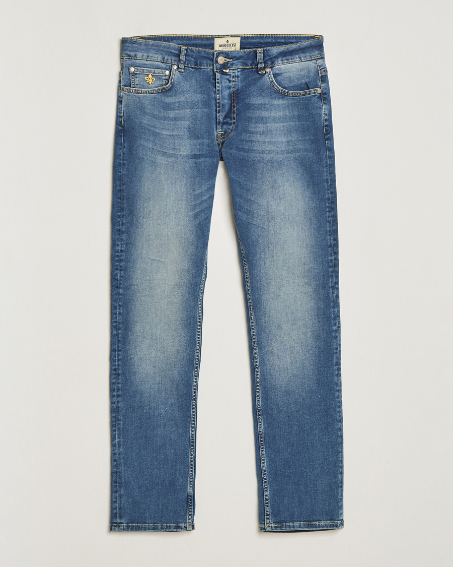 Men | Jeans | Morris | Steve Satin Stretch Jeans Semi Dark Wash