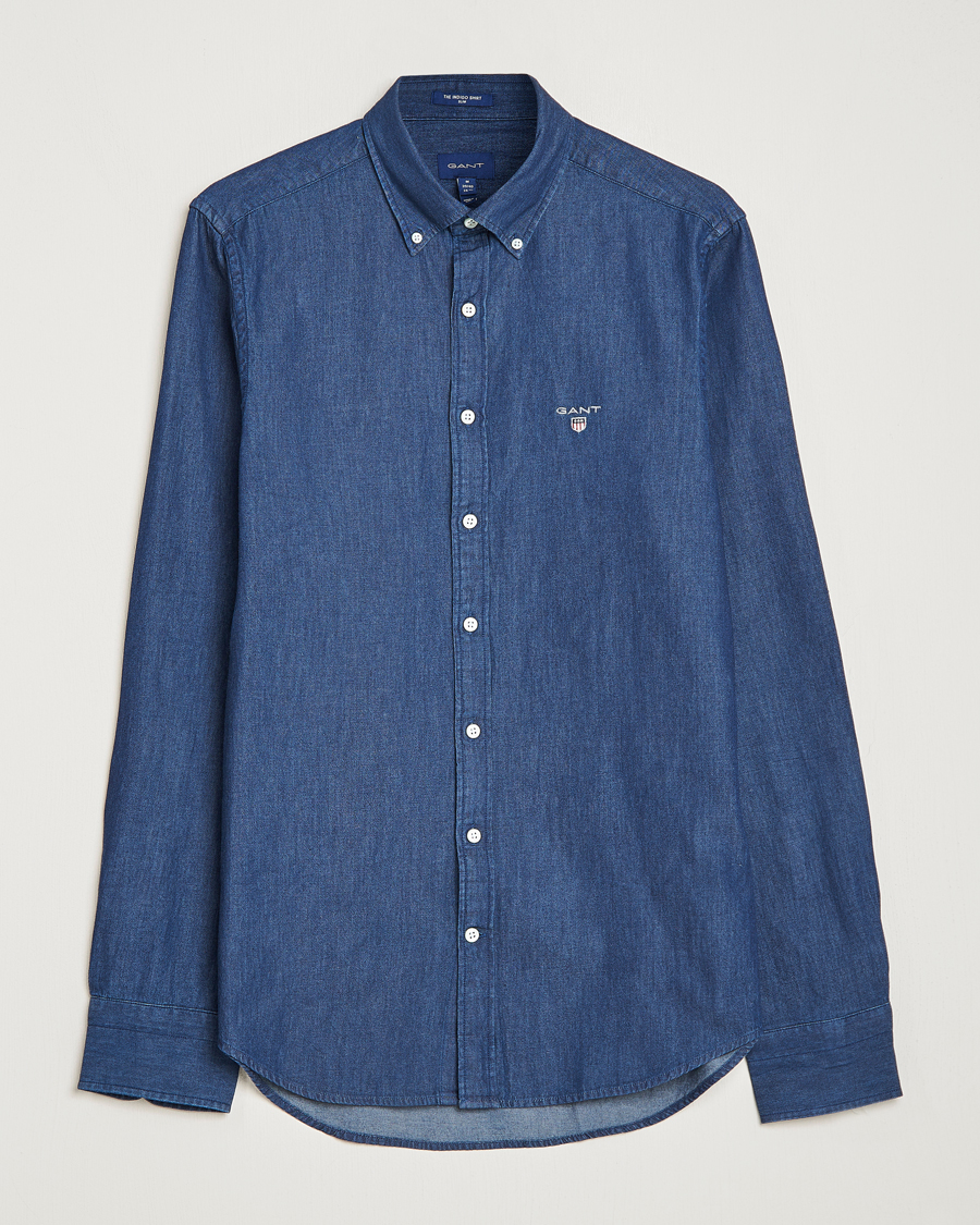 Men | Shirts | GANT | Slim Fit Denim Shirt Dark Indigo