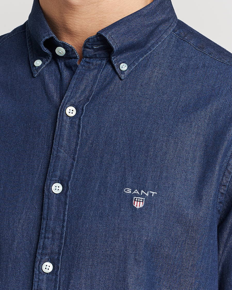 Men | Shirts | GANT | Slim Fit Denim Shirt Dark Indigo