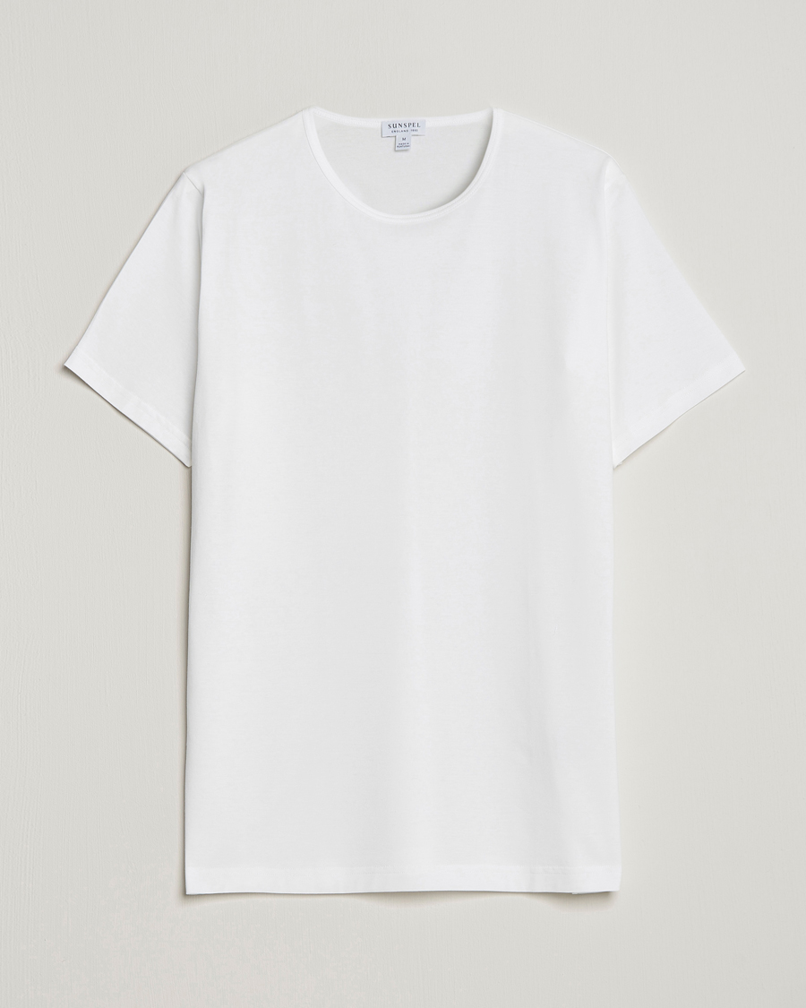 Men | T-Shirts | Sunspel | Superfine Cotton Crew Neck White