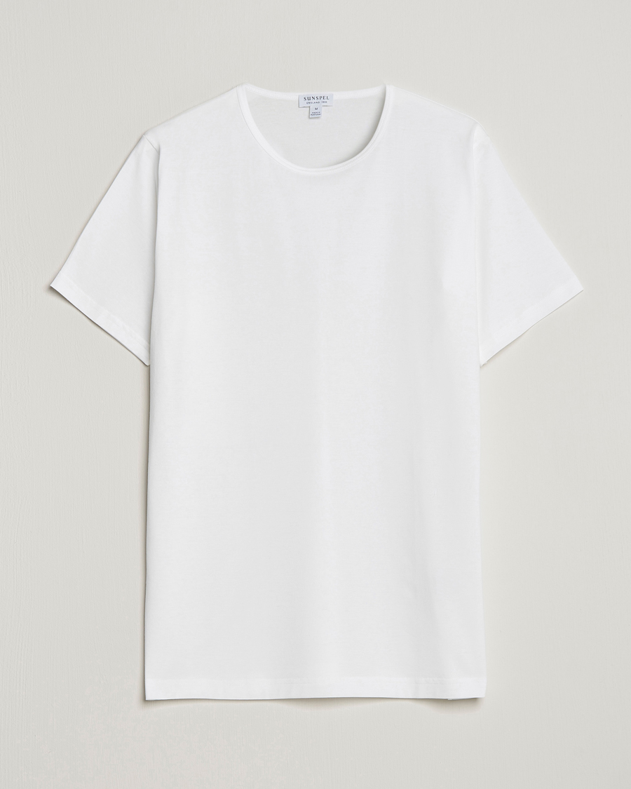 Men | T-Shirts | Sunspel | Superfine Cotton Crew Neck T-Shirt White