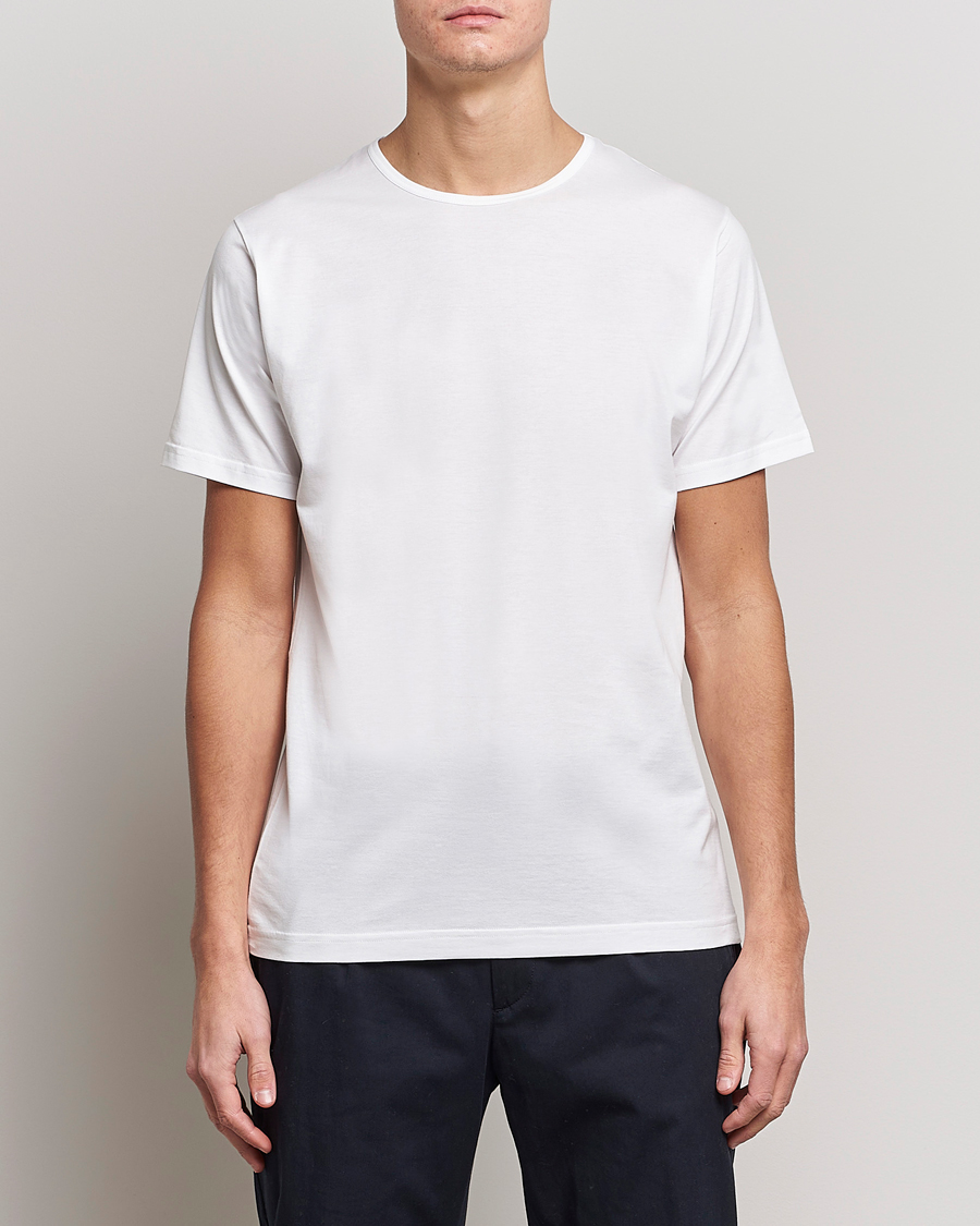 Men | T-Shirts | Sunspel | Superfine Cotton Crew Neck T-Shirt White