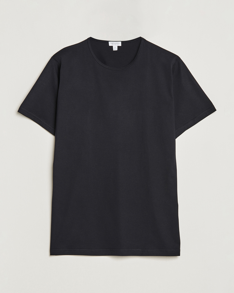 Men | T-Shirts | Sunspel | Superfine Cotton Crew Neck T-Shirt Black