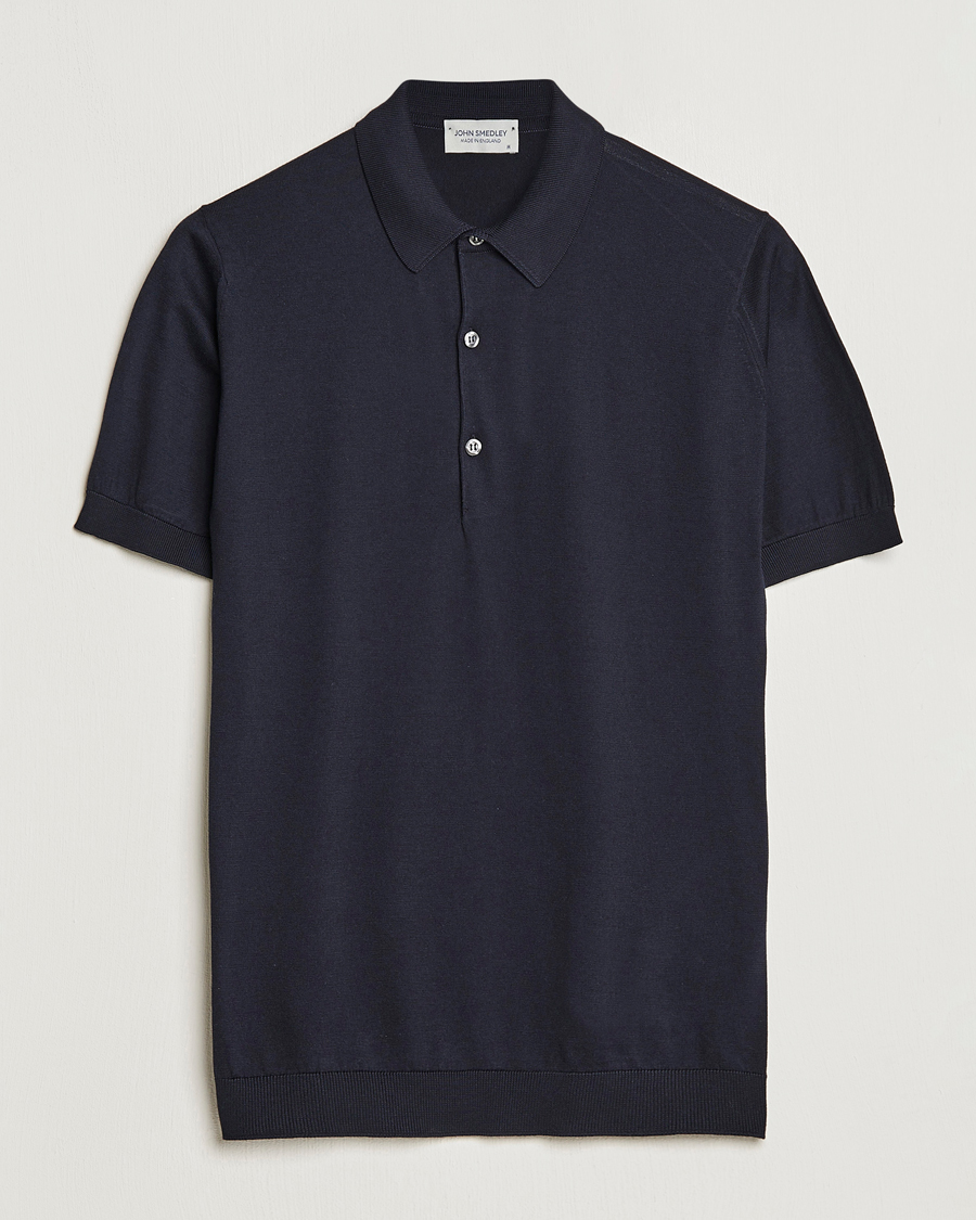 Men | Polo Shirts | John Smedley | Adrian Slim Fit Sea Island Polo Navy