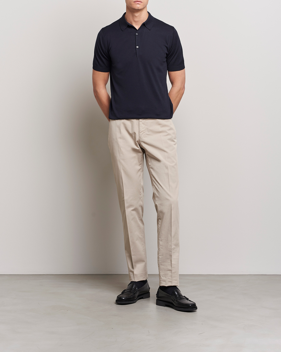 Men | Polo Shirts | John Smedley | Adrian Slim Fit Sea Island Polo Navy