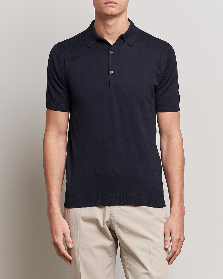 Men | Polo Shirts | John Smedley | Adrian Slim Fit Sea Island Polo Navy