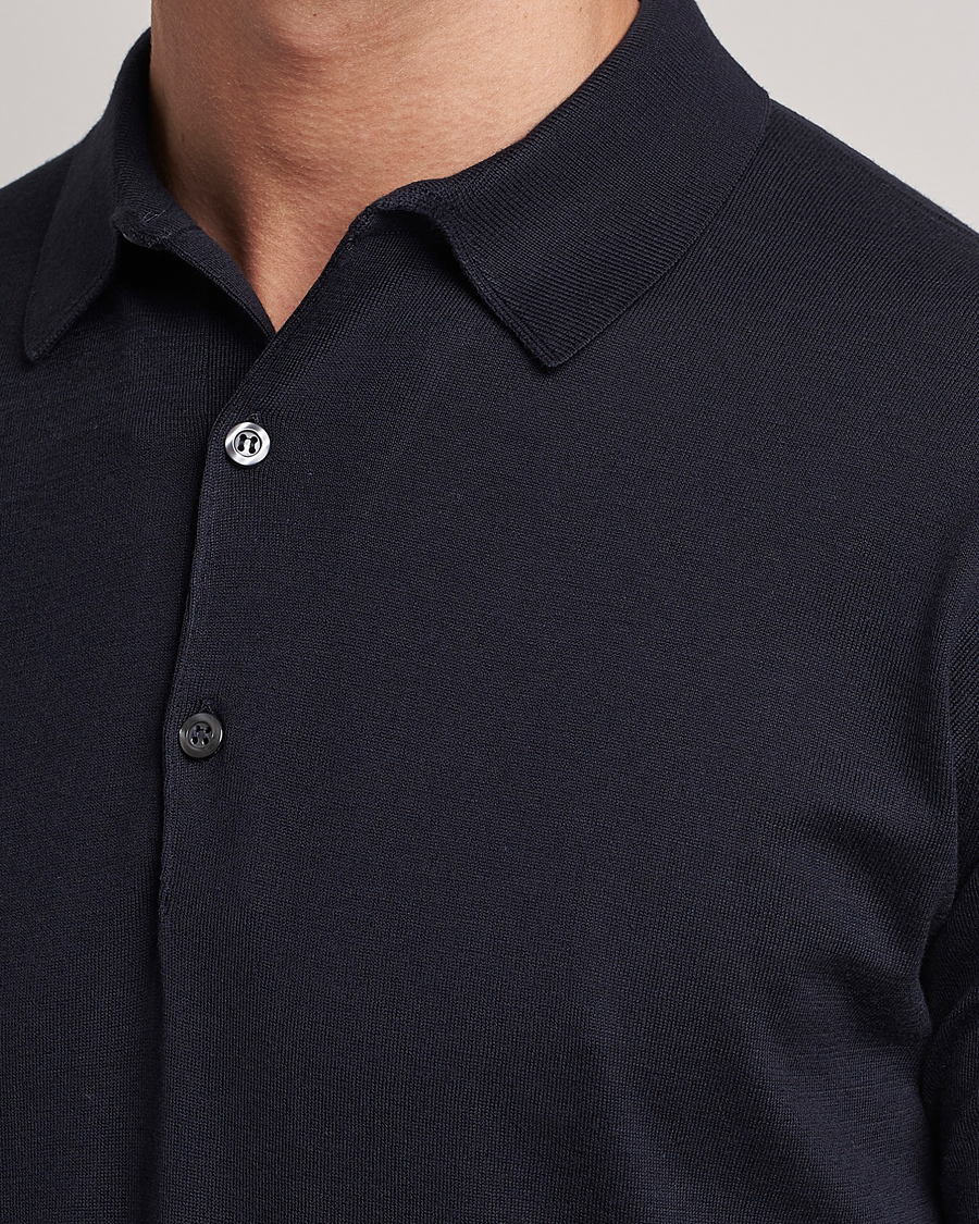 Men | Polo Shirts | John Smedley | Adrian Slim Fit Sea Island Polo Navy