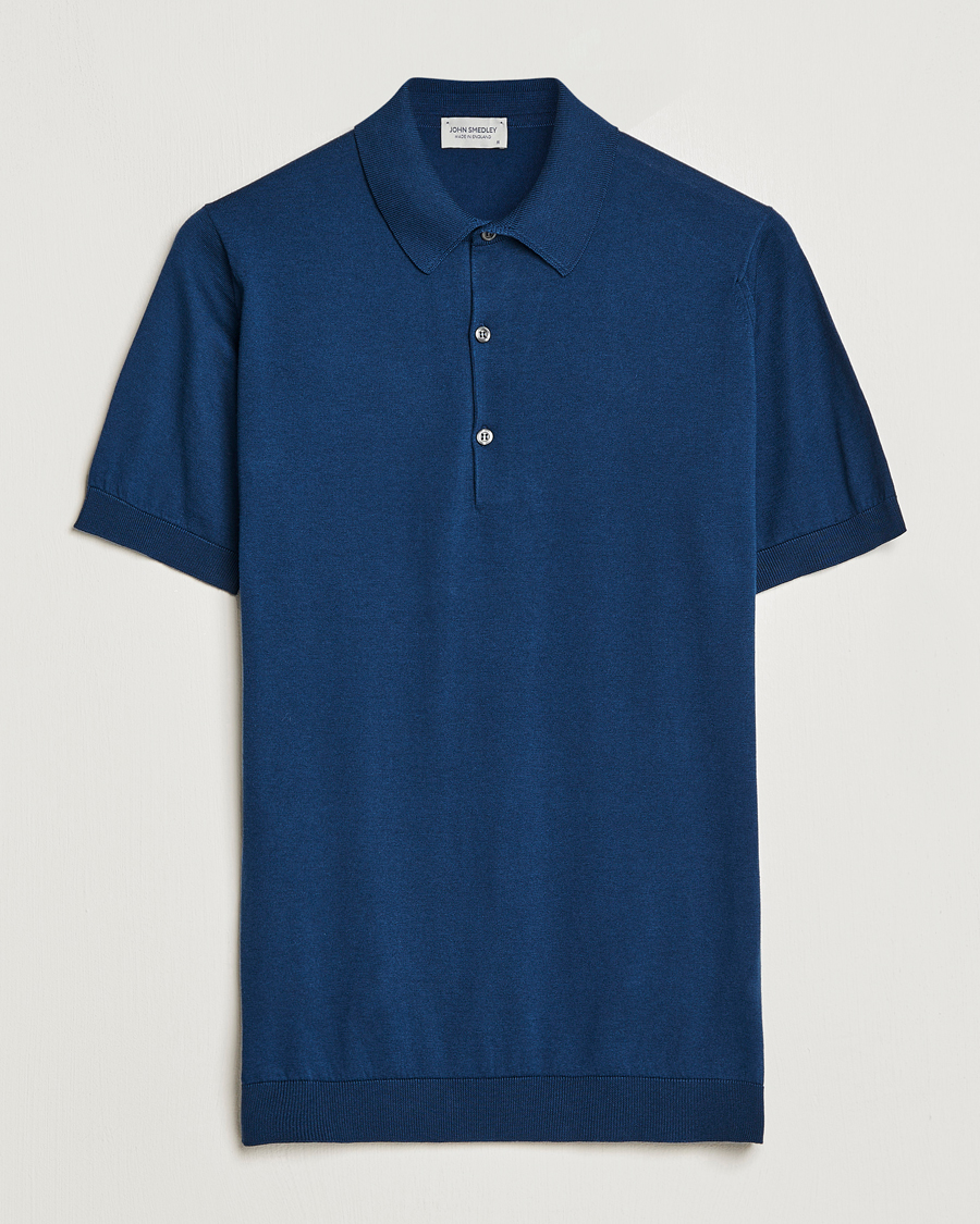Men | Polo Shirts | John Smedley | Adrian Slim Fit Sea Island Polo Indigo