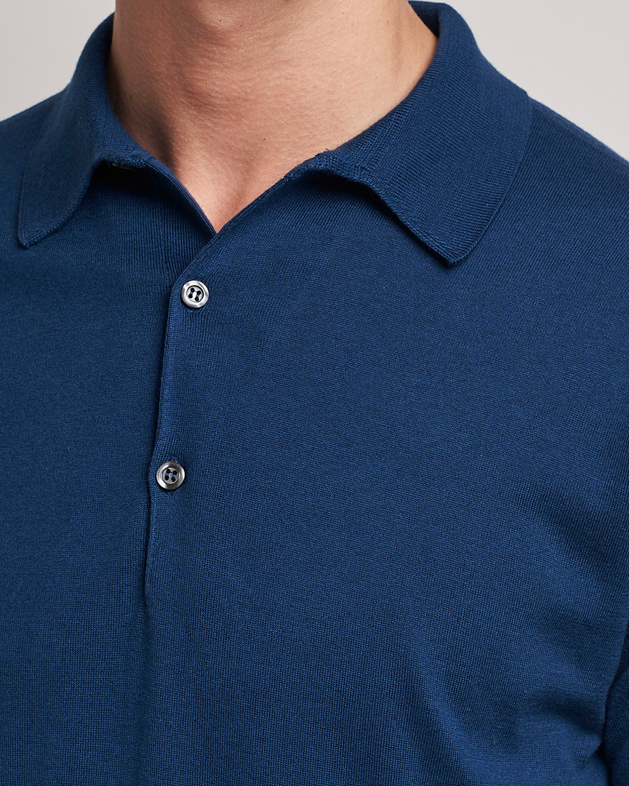 Men | Polo Shirts | John Smedley | Adrian Slim Fit Sea Island Polo Indigo