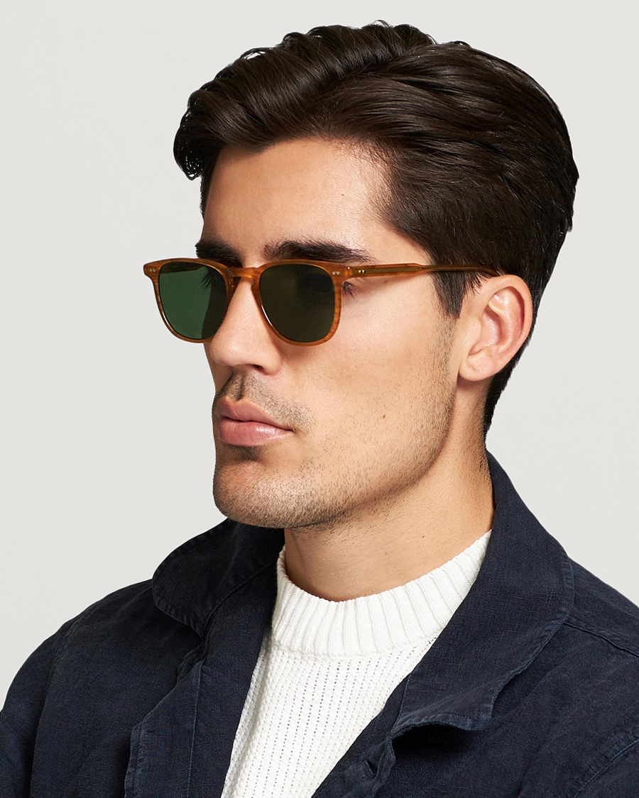 Men | D-frame Sunglasses | Garrett Leight | Brooks 47 Sunglasses Butterscotch/Green Polarized